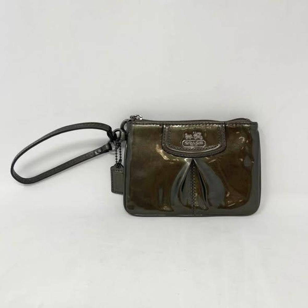 Coach Madison Patent Leather Wristlet Pewter Metallic Gray w/Hangtag Y2K
